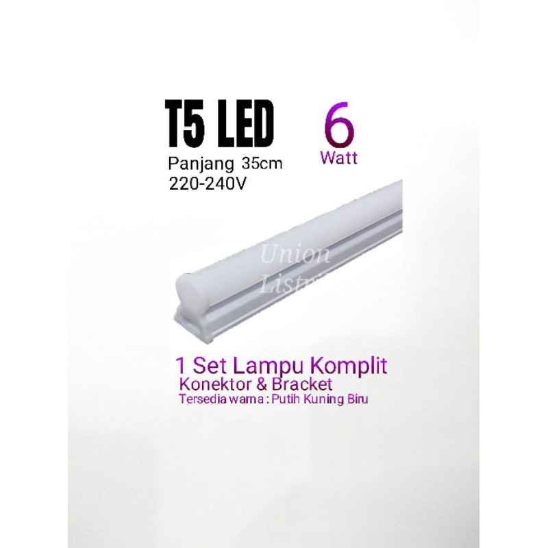 Lampu TL T5 LED 6watt Putih 6500K panjang 30cm SNY