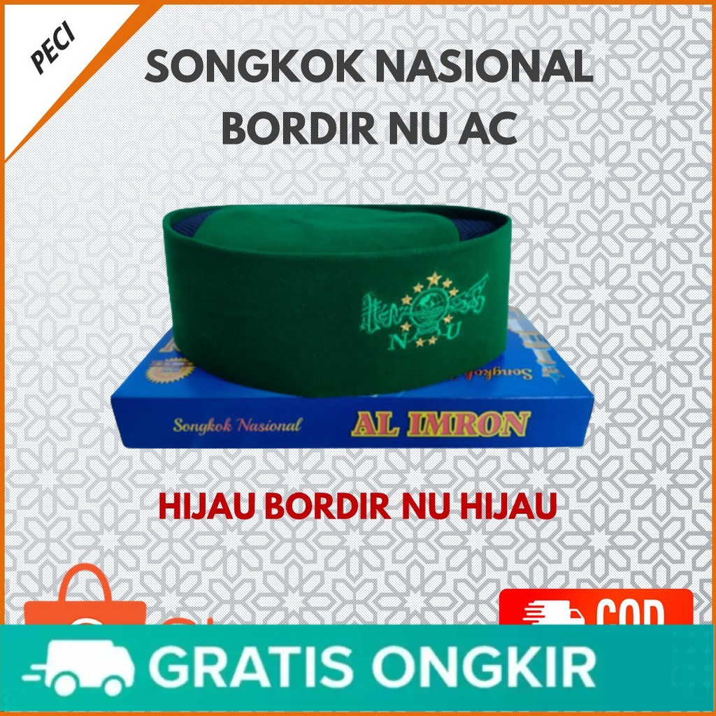 Songkok NU Peci NU Peci Nasional Bordir NU Peci Hijau Bordir NU Hijau Peci Bordir NU Hijau AC