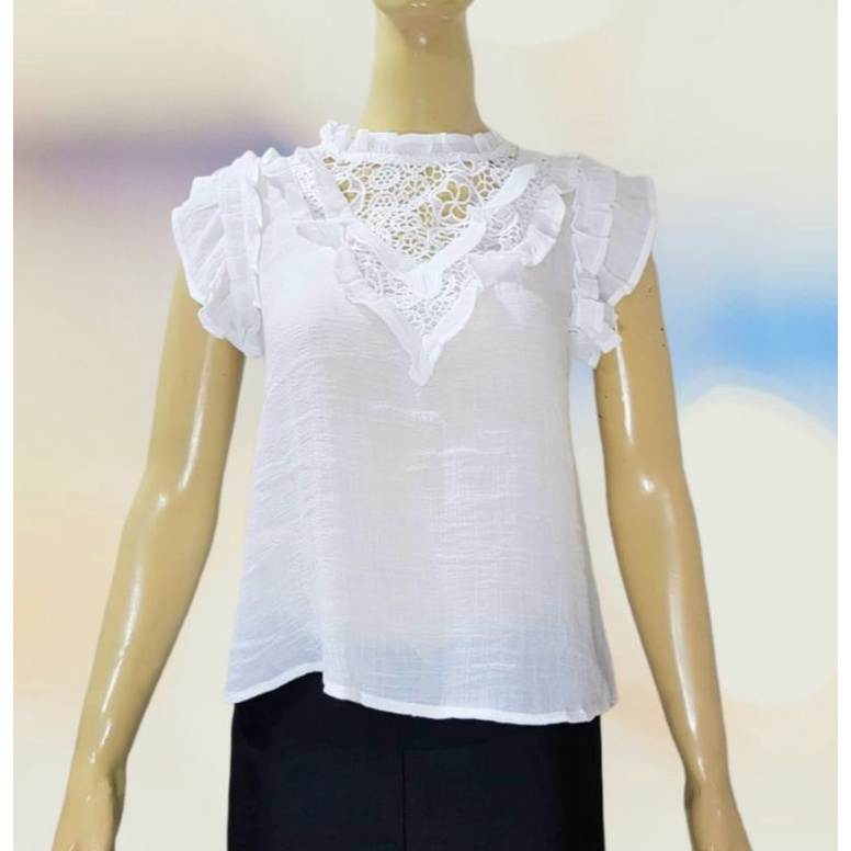 RUFFLE BLOUSE CASUAL BRANDED EXPORT TERMURAH