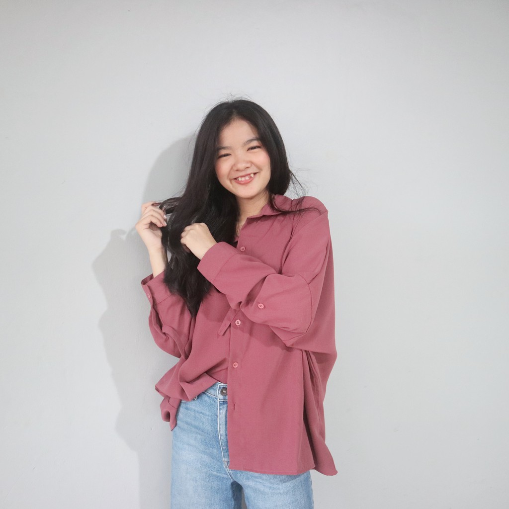 Ixora Wren Oversized Shirt - Kemeja Wanita Oversized Polos