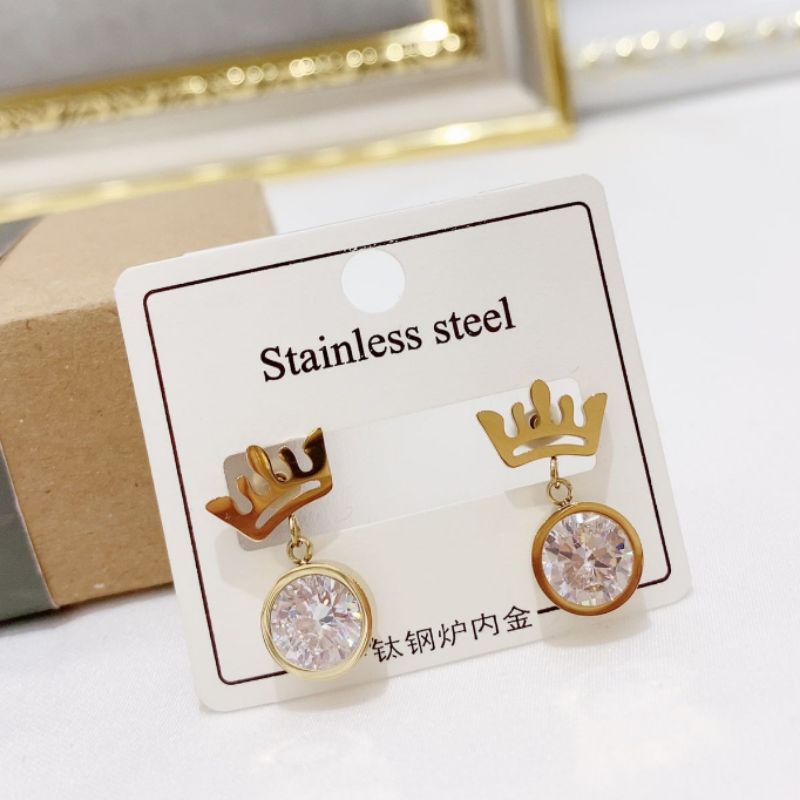 Anting Titanium asli Earring Stainless steel Rosegold Anti Karat Anti Alergi An-025