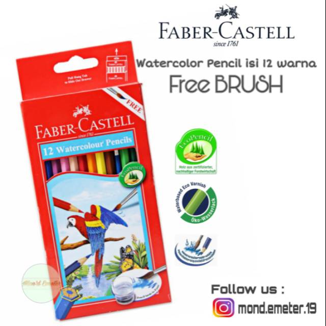 

Faber Castell Watercolour Pencil Set 12 - Pensil Warna/Lukis Cat Air - Art Drawing / Painting Anak