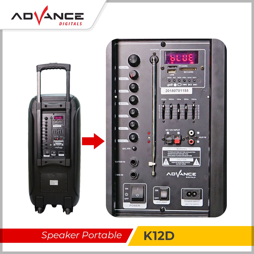 Advance Digitals Speaker DigitalsPortable K12DA | Garansi Resmi Digitals1 Tahun | Warna Hitam