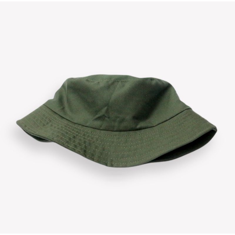 Topi Bucket Hat - Topi Polos - Hijau Army