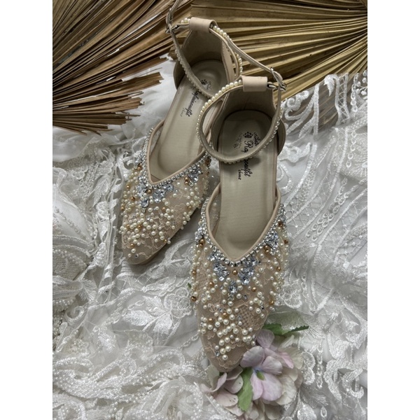 sepatu wanita wedding naima cream 7cm tahu