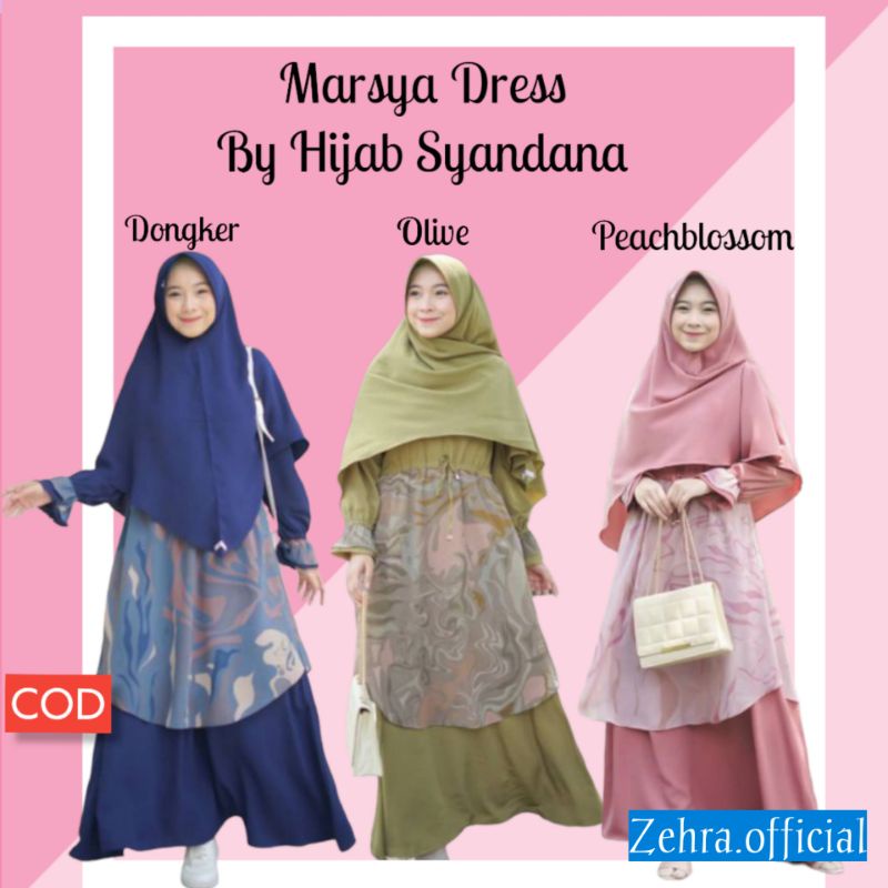 SET SYARI PREMIUM SET MARSYA DRESS BY HIJAB SYANDANA GAMIS TERBARU