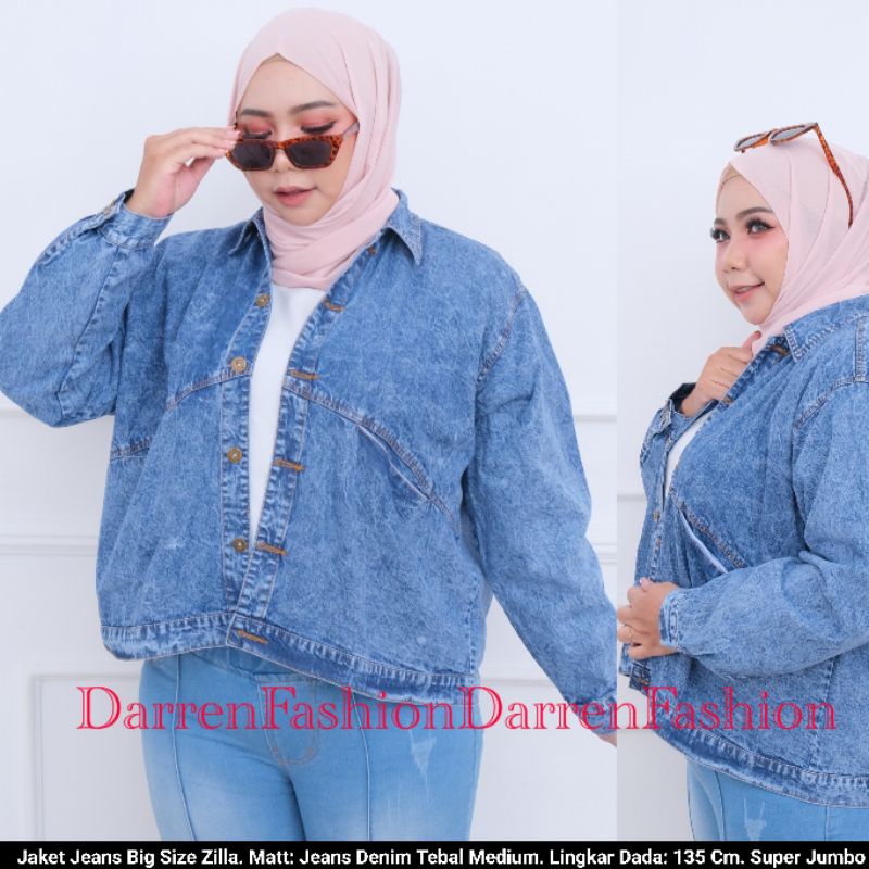 Jaket Jeans Wanita Jumbo Big Size Zilla