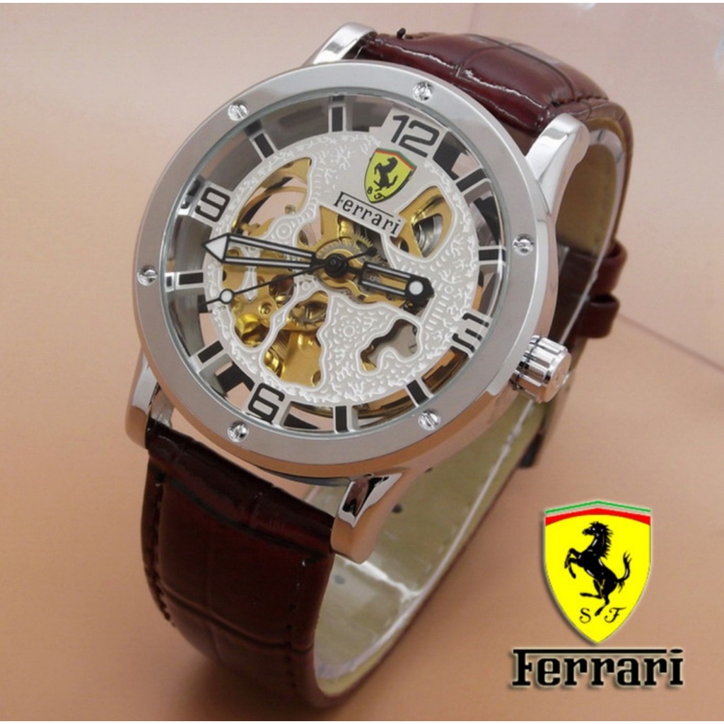JAM TANGAN FERRARI MESIN OTOMATIS TANPA BATRAI FASHION PRIA FREE BOX