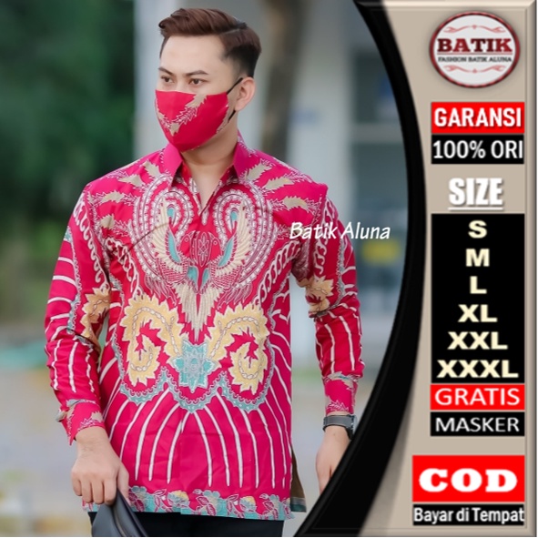 Batik Pria Lengan Panjang Premium Modern Slimfit Baju Kemeja Batik Exclusive Songket Pria Solo Laki Laki Cowok Jumbo Lengan Panjang Slim Fit Solo Pekalongan Furing Kasual Bahan Katun Reguler BATIK ALUNA PL 119