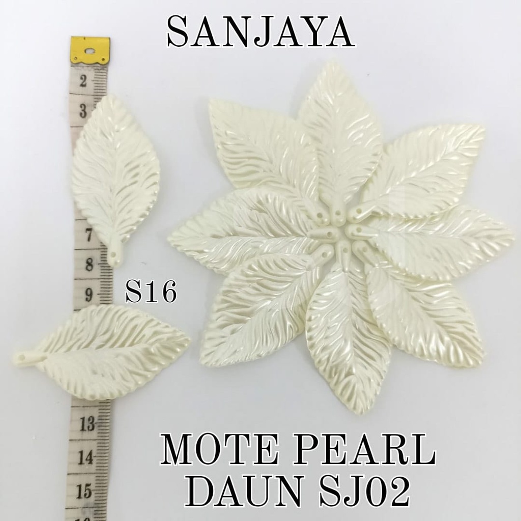 MOTE PEARL / MANIK DAUN AKRILIK / MANIK PEARL DAUN / MOTE PEARL DAUN S16 SJ02