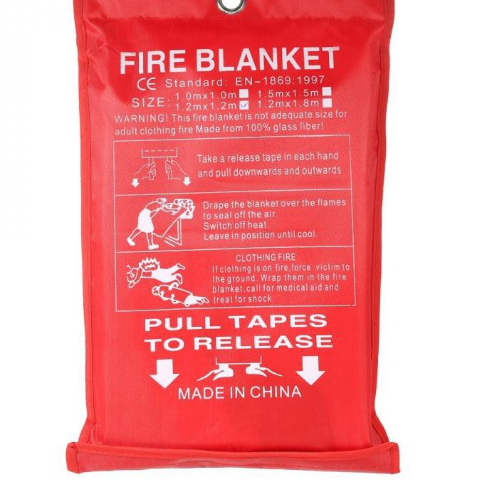 KKMOON Kain Pemadam Api Fiberglass Fire Blanket Flame Shelter Cover Emergency 1869 Red Grab Medan