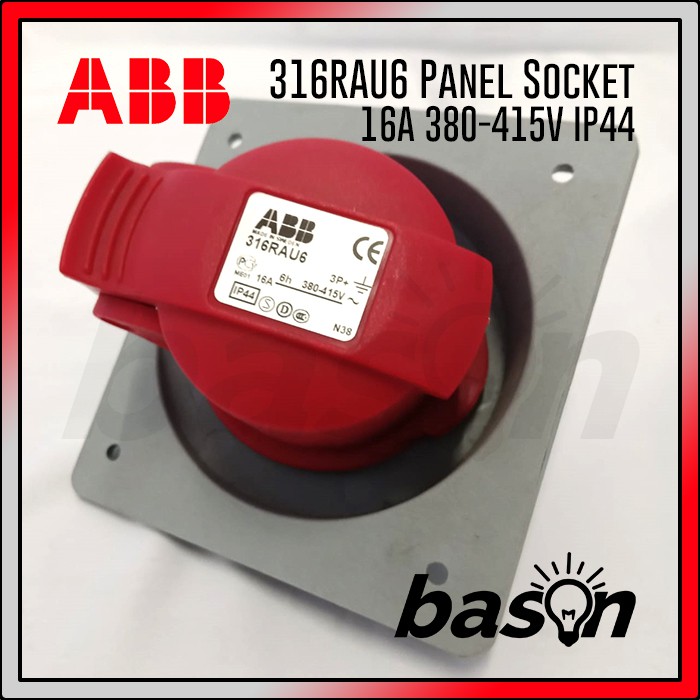ABB Panel Socket 316RAU6 - 16A 380-415V IP44 3P+E | Red