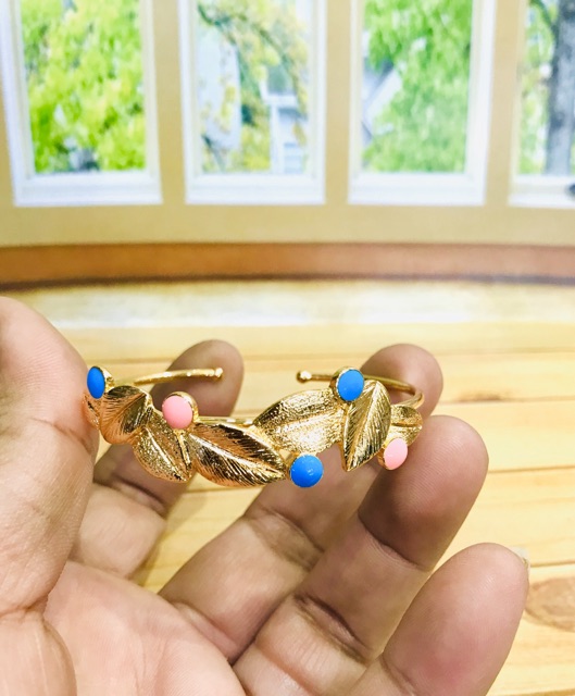 Gelang tangan wamita lapis emas motiff daun // gelang tangan replika emas // gelang tangan wanita