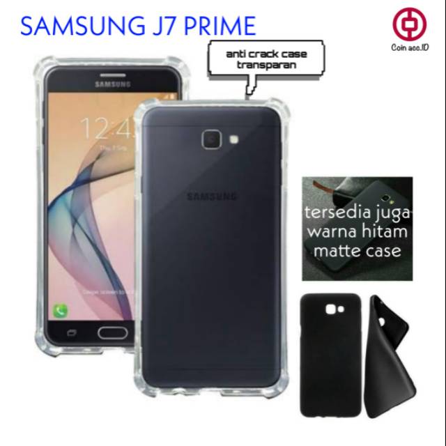 Soft case SAMSUNG J7 PRIME anti crack - warna bening dan hitam polos (black matte case)