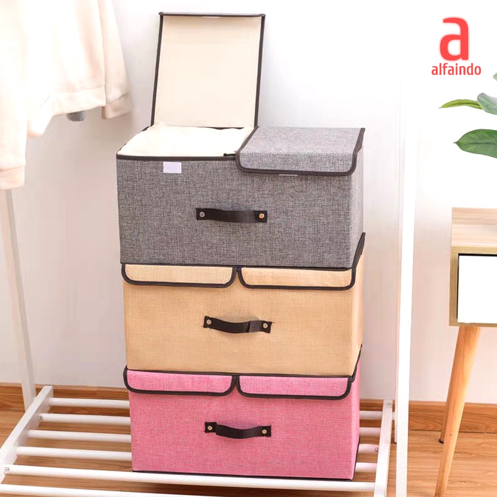 Alfaindo Storage Box Baju Tempat Penyimpanan Pakaian Keranjang Medium atau Large USB002