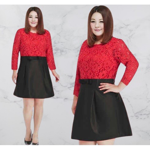 Baju Mini Dress Jumbo Wanita Dewasa Pesta Kondangan Modern Kekinian Terbaru 2021 Bahan Brukat LD 110