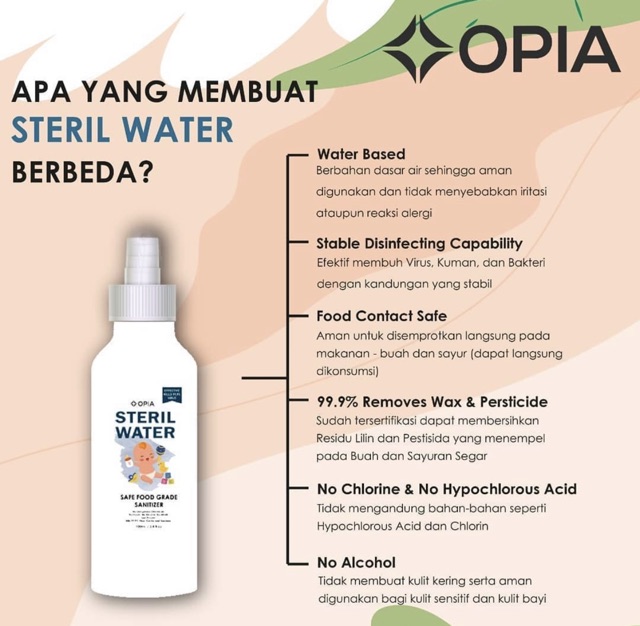 Opia food grade steril water 475ml