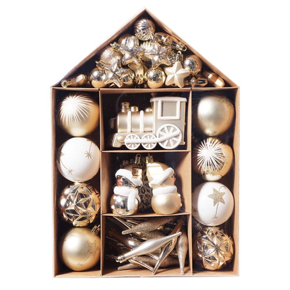 Augustina Set Ornamen Dekorasi Pohon Natal Bentuk Rumahsnowflakesanta Claus