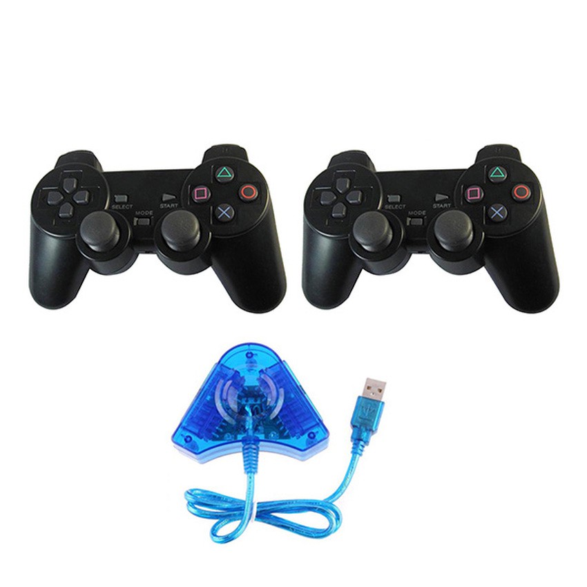 PAKET 2 STIK WIRELESS PS2 + 1 CONVERTER DOUBLE