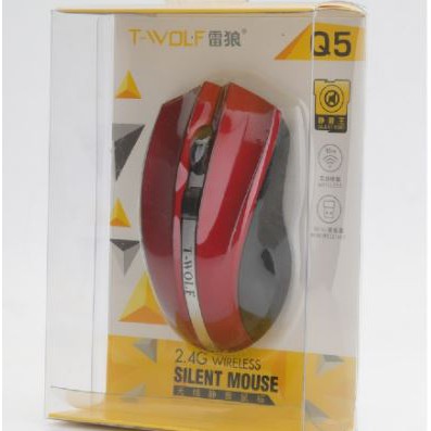 Mouse wireless T-wolf usb 2.0 2.4ghz 1800dpi optical silent for pc laptop q5 - Twolf q-5