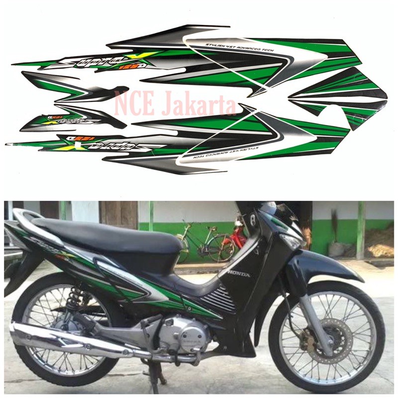 STIKER STRIPING SUPRA 125D 2006 HIJAU HITAM