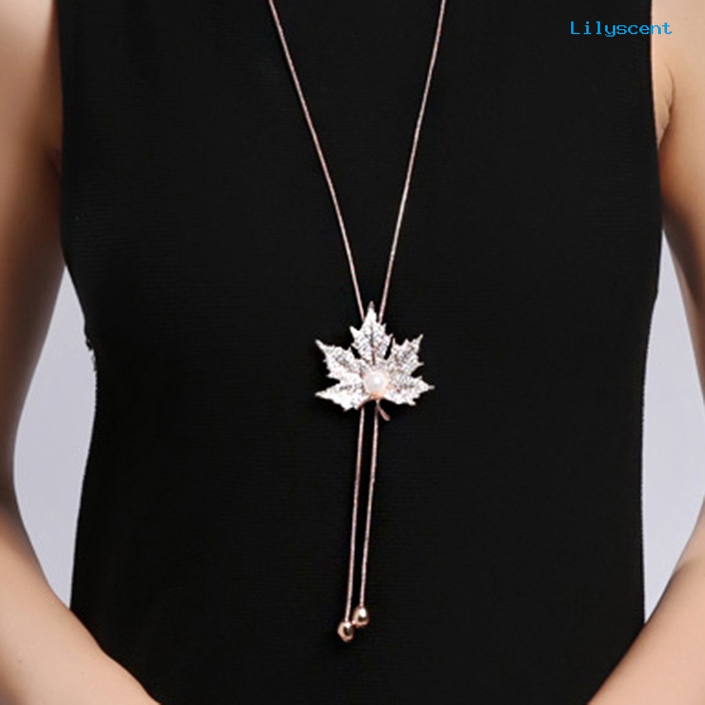 Kalung Berlian Imitasi Bentuk Maple Bahan Alloy Untuk Pernikahan