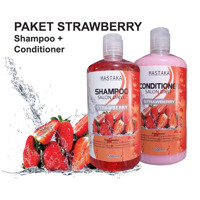 MASTAKA Shampoo &amp; Conditioner Salon Daily PAKET STRAWBERRY UNTUK RAMBUT RONTOK