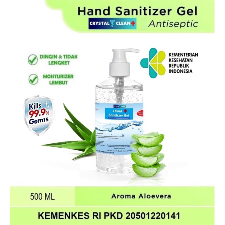 Hand Sanitizer Gel Pump 500ml Crystal Clean