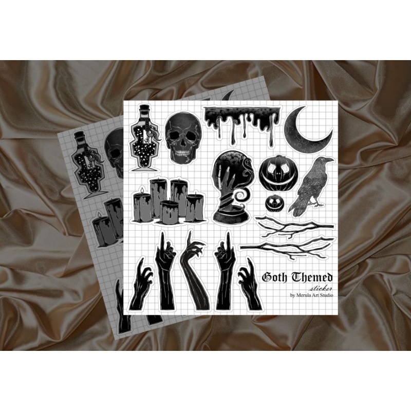 GOTH THEMED STICKER - Stiker Halloween Gothic - Monochrome Sticker