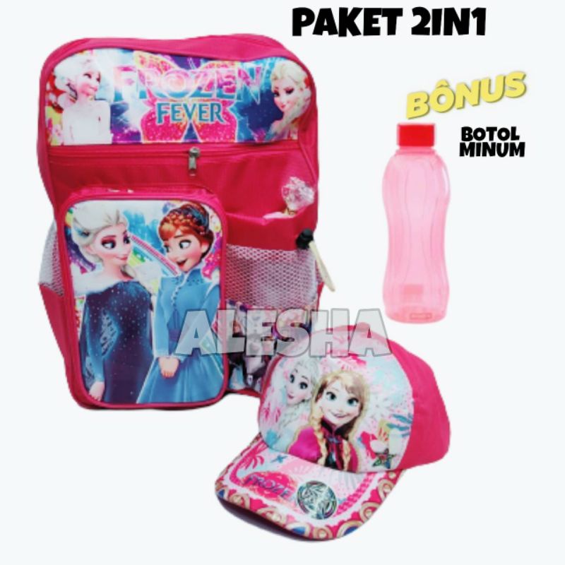 Tas Anak Perempuan Tas Ransel Anak Sekolah FROZEN ELSA Tas karakter anak bonus botol minum  Tas Sekolah Anak SD TK PAUD