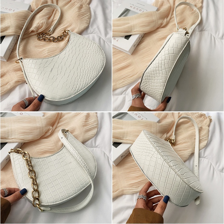 Shoulder Bag Croco Elegan Untuk Wanita Rantai Korean Fashion / Tas Bahu Croco Import