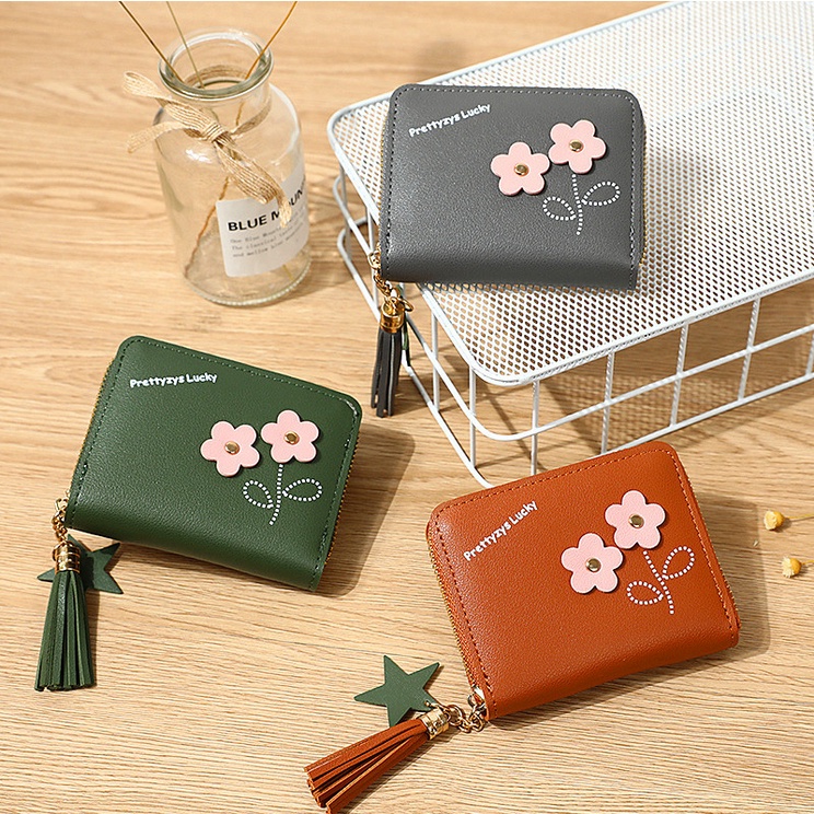 Dompet Lipat Koin Wanita Mini Import Kecil Prettyzys Lucky Simpel Tebal Cewek Korea Style Fashion Murah Grosir COD TOKO92