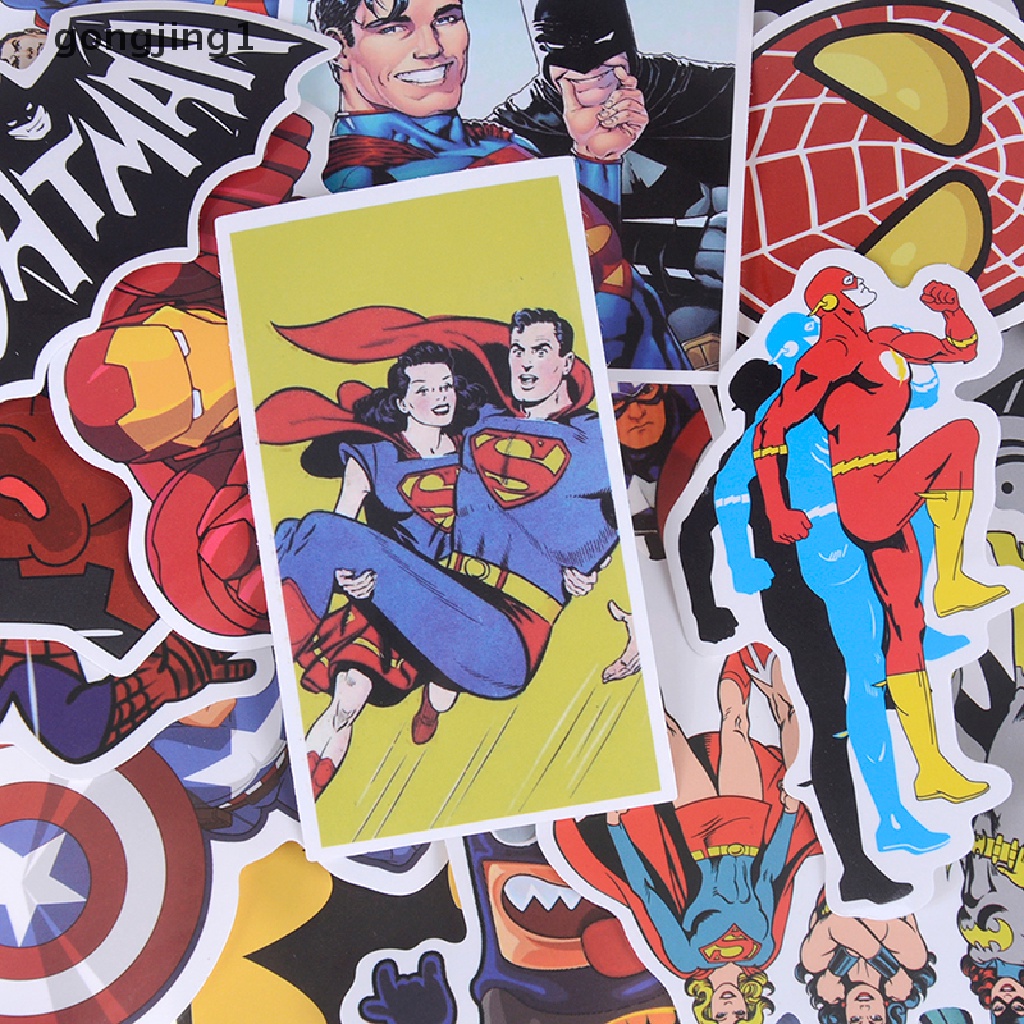 50 Pcs / set Stiker Super Hero Marvel Movies Untuk Skateboard Motor Laptop