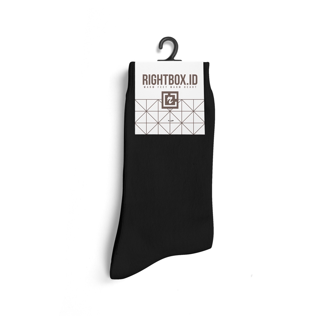 Rightbox Casual, Kaos Kaki Motif Pria Dewasa, Panjang Sebetis, Warna Hitam, Coklat dan Navy-Hitam Polos