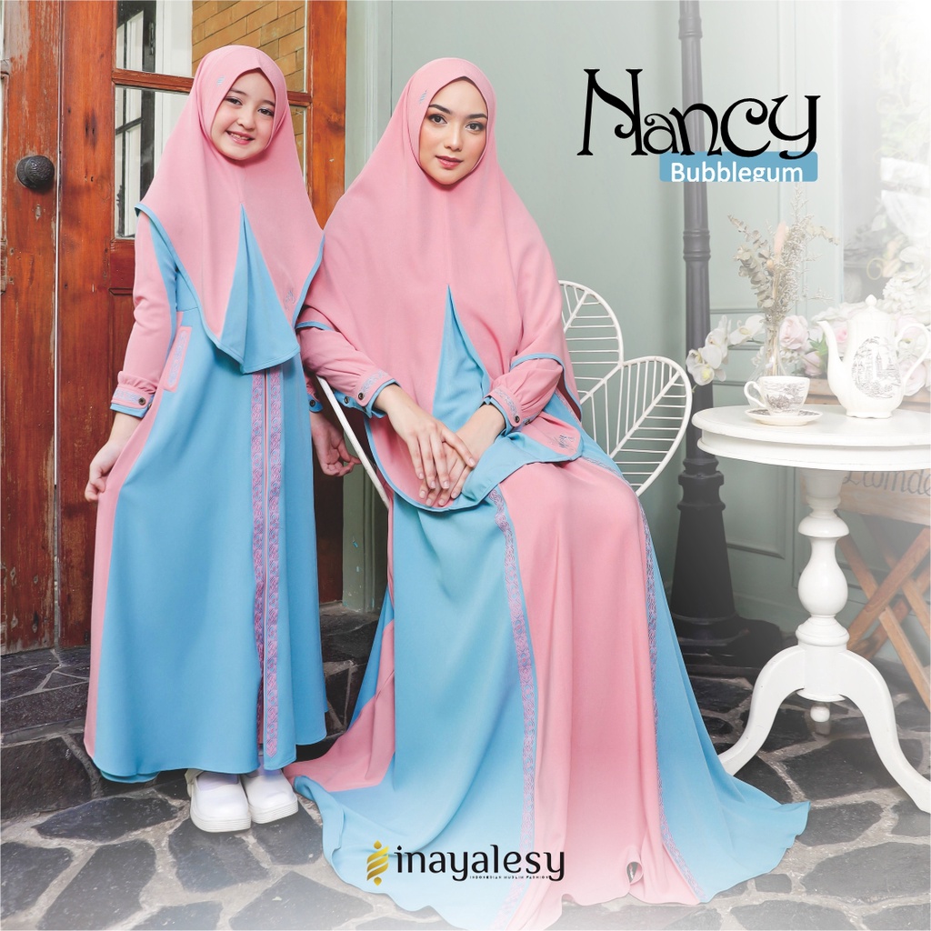 GAMIS COUPLE IBU ANAK NANCY ORIGINAL BY INAYA INAYALESY DRESS BAJU BUSANA MUSLIM WANITA BUSUI BORDIR