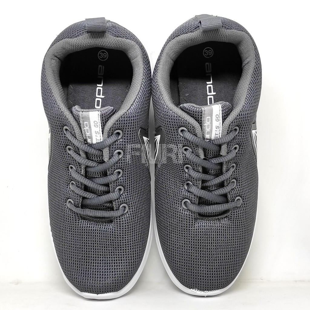 FIURI - Ando Original - BOAZ 39-43 Abu Tua - Sepatu Kets Pria - Sepatu Sneakers Pria - Sepatu Olahraga Sport Pria - Sepatu Casual - Sepatu Jogging Lari Fitness Gym Senam Pria - Sepatu Sekolah Bertali SD SMP SMA - Fiuri