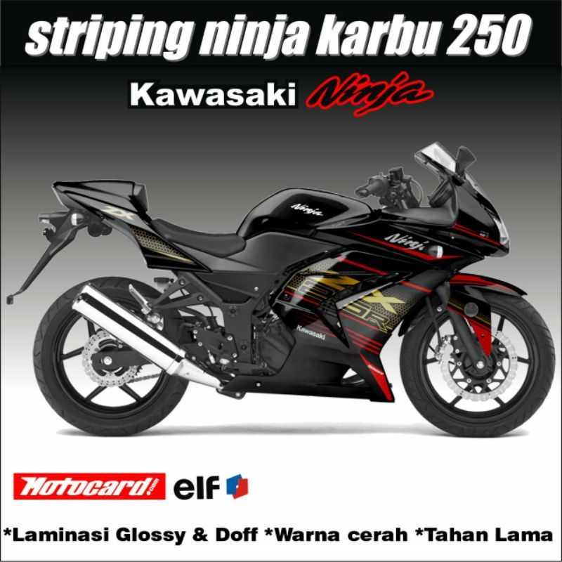DECAL STICKER KAWASAKI NINJA 250 CARBU - STRIPING STIKER NINJA KARBU MOTIF KRT ZX25R