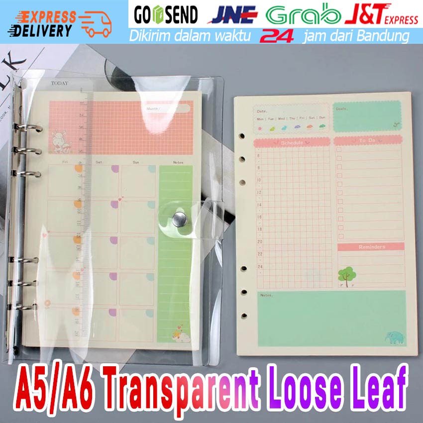 Cover Binder A5 Binder A6 Transparan Bening 6 Rings Cover Binder A5 Binder A6 Transparan Bening 6 Rings