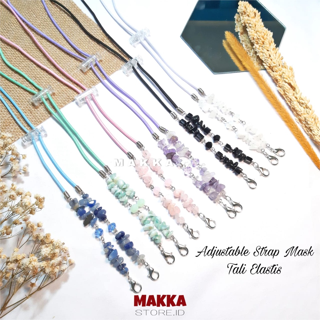 Strap Masker / Konektor Masker Terbaru Manik Batu Pecah / Kalung Masker/ Tali Masker Hijab / Conecto