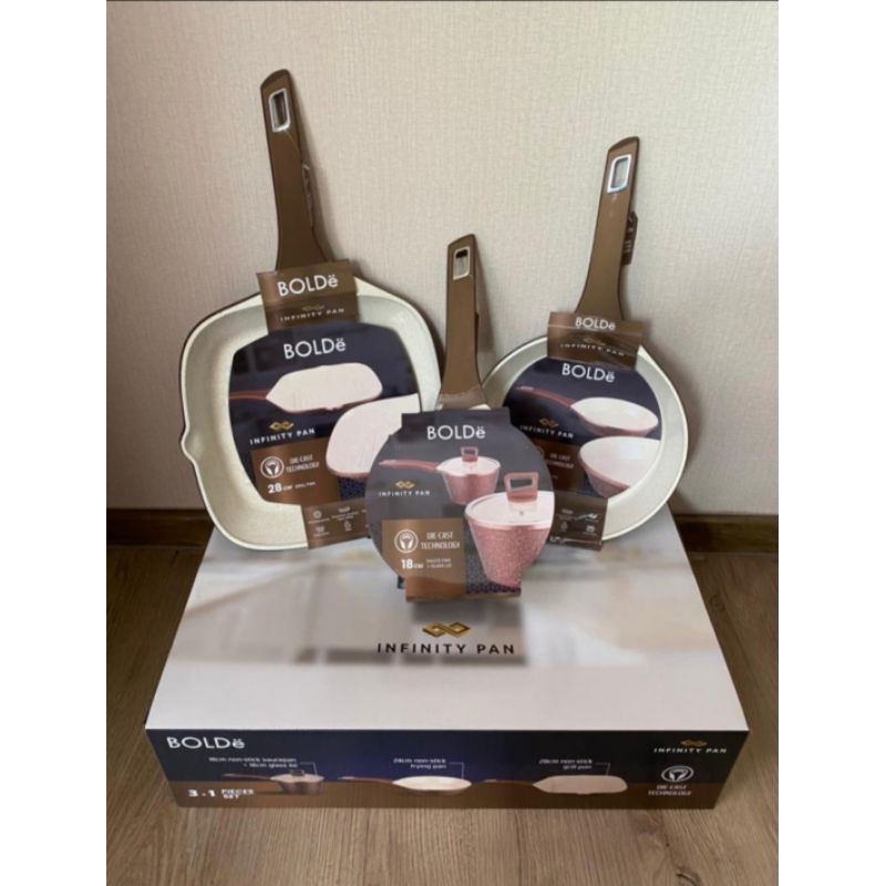 Panci Set BOLDe INFINITY PAN 3+1Anti Lengket - Die Cast Technology