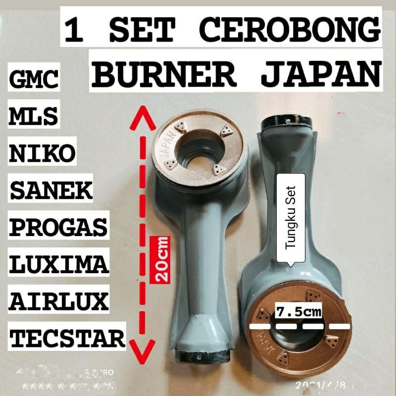 Tungku kompor gas umum SET ALOY-  Burner Set  , Progas  Niko Matshunichi  - cerobong umum SET