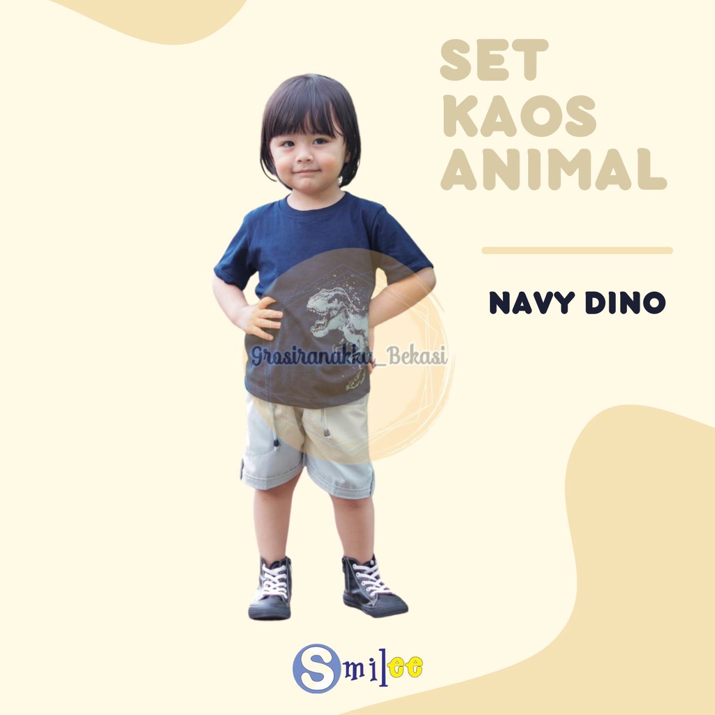 Setelan anak cowok Navy Dino size 1,2,3tahun murah