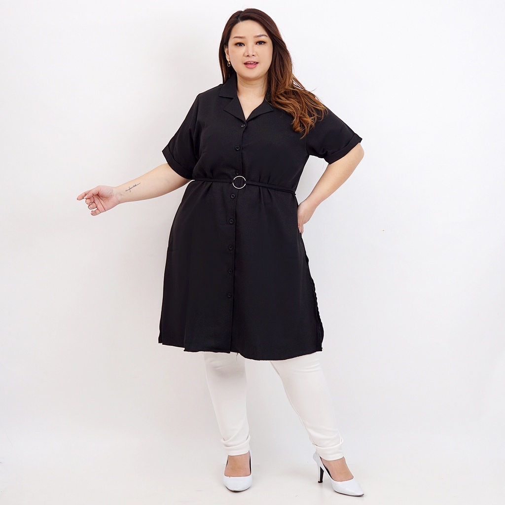 Dress Remaja Tali Pinggang Oversize Longdress Cewek Kekinian Dress Oversize Polos Dres Jumbo Wanita 