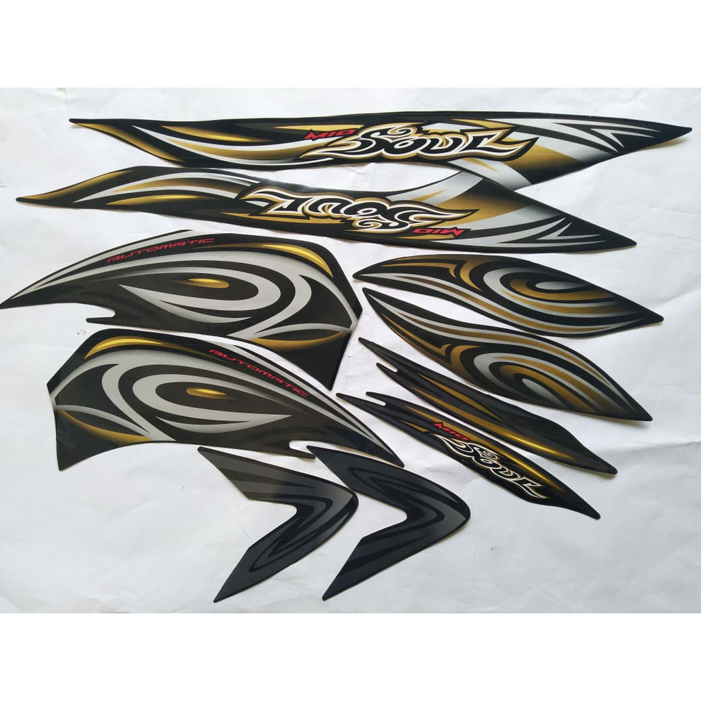 Jual stiker striping lis body yamaha mio soul 2008 hitam gold | Shopee