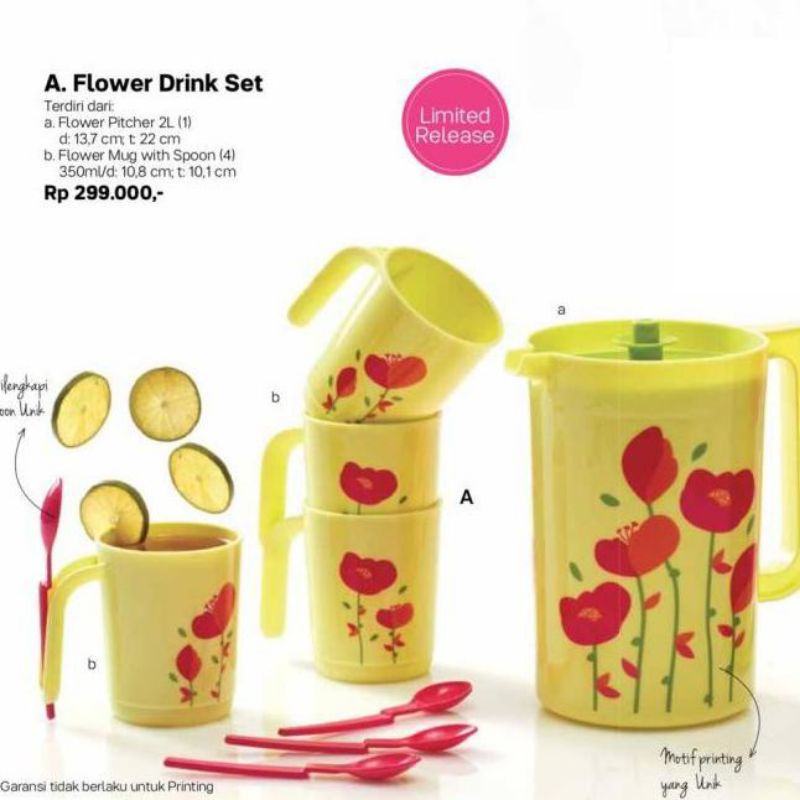 Flower Drink Set / Pitcher Teko Mug Cangkir Cantik