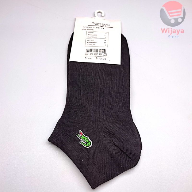 Kaos Kaki Pendek Hitam Tumit dan Mata Kaki untuk Pria dan Wanita Motif Levis dan Lacoste