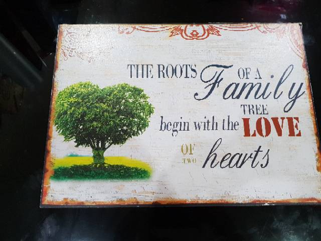 The roots of a family tree begin wity the love of two hearts display