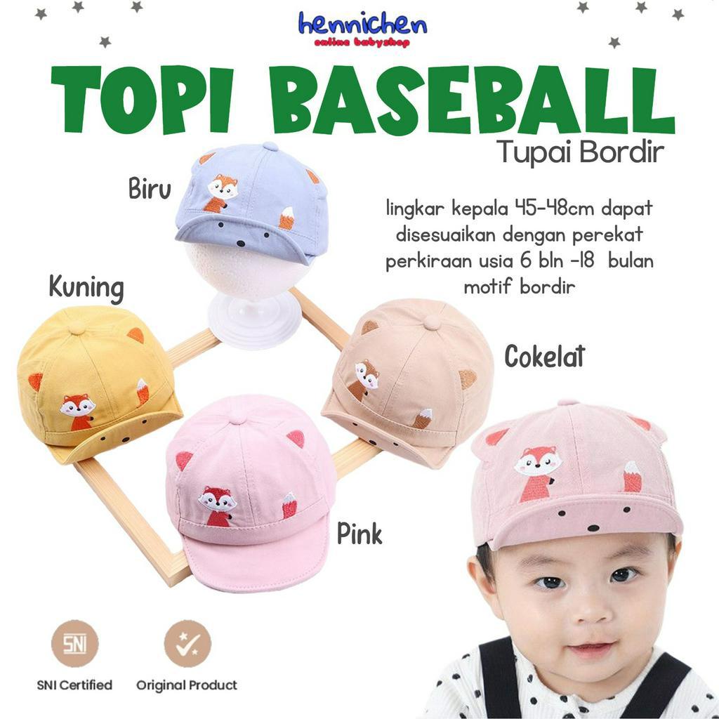 Topi Anak Baseball bayi Tupai Bordir baby cap Fox 6 bln - 2 thn