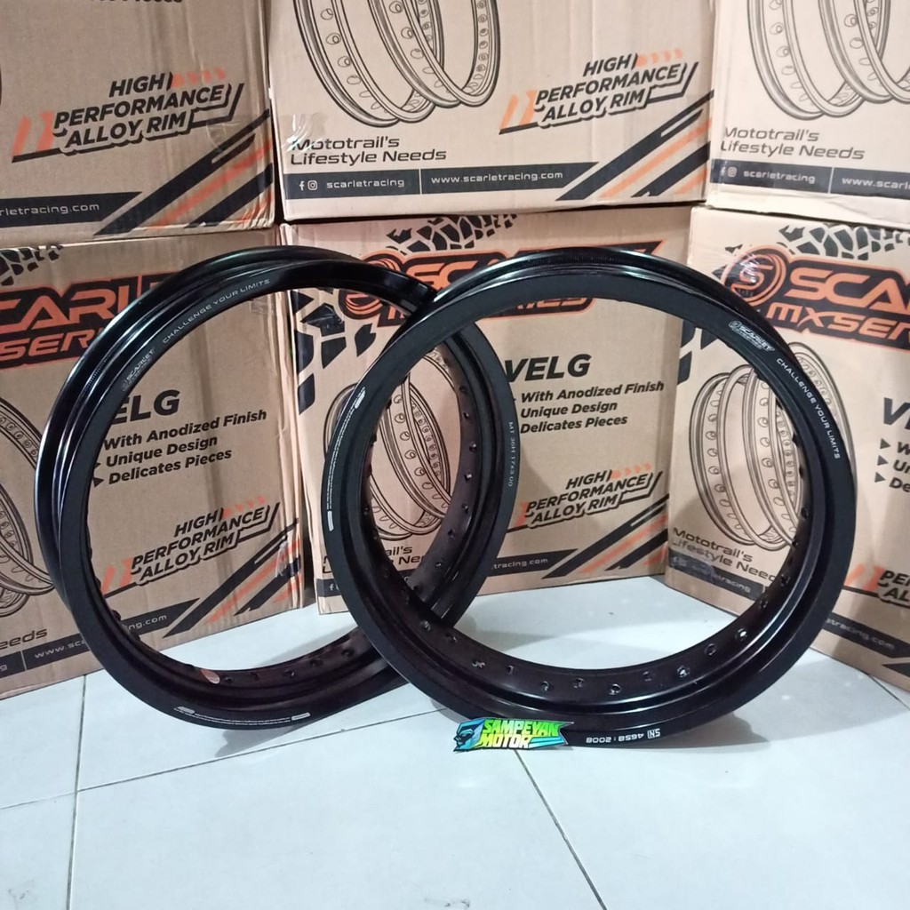 Velg Set Scarlet Supermoto CRF 17 X 300 350 Hole 36 32 Gold Hitam Merah Titanium