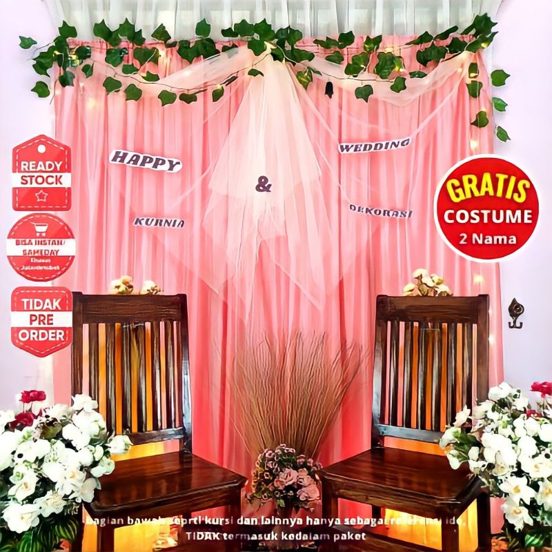 Paket Dekor Dekorasi Backdrop Hiasan Lamaran Tunangan Akad Nikah Aqiqah Wedding rustic 1 Paket 01
